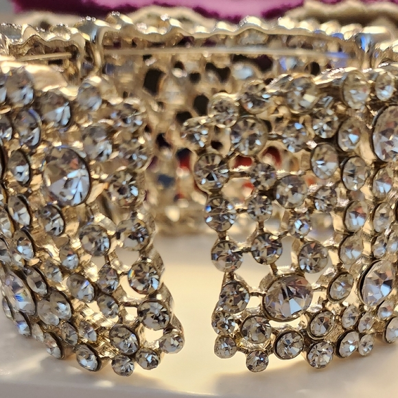 Silver Rhinestone Cuff Bracelet - Picture 4 of 4